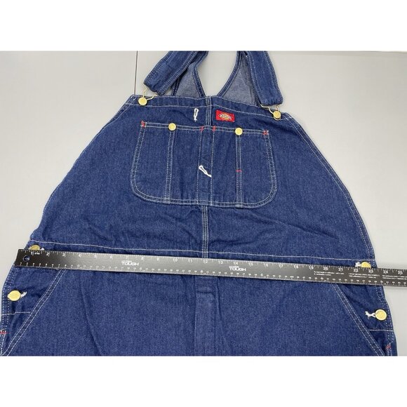 Dickies Jean Bib Overalls Farmer Denim Wide Leg Carpenter Workwear Mens 44x30 - Picture 7 of 11